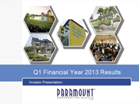 Q1 Financial Year 2013 Results