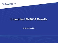 Q3 Financial Year 2016 Results