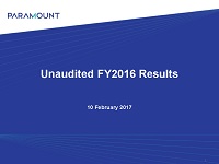 Q4 Financial Year 2016 Results