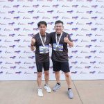Jeffrey Chew and Wang Chong Hwa after finishing the 1.5km run