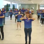 Ooi Hun Peng with the staff enjoying Zumba